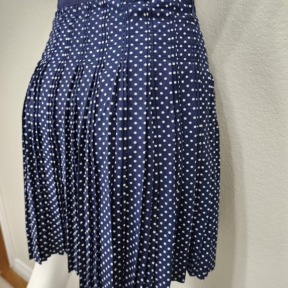 NWT J Crew Navy Polka-dot Pleated Skirt Size 10 - Picture 7 of 11